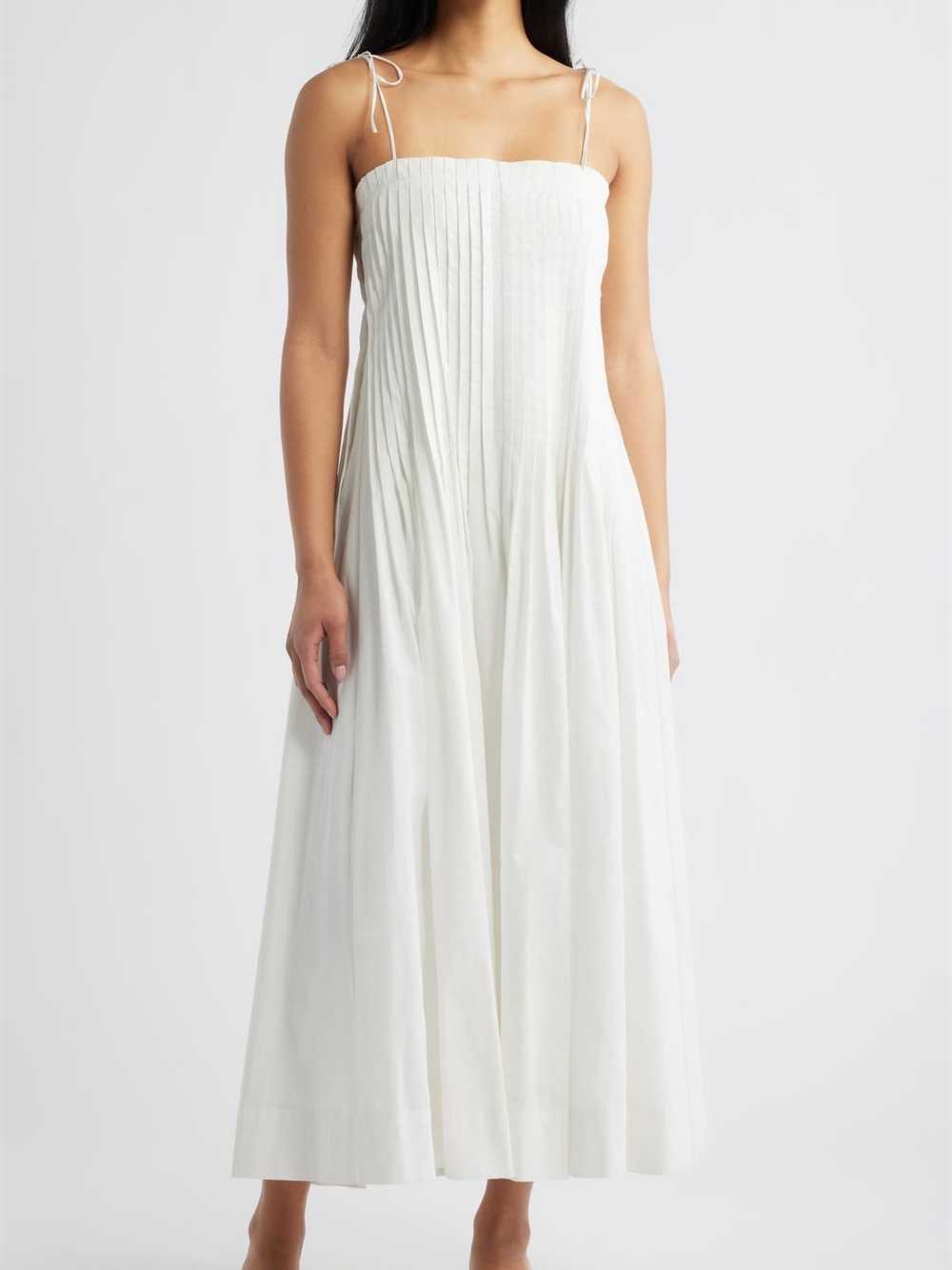 White Pleated Tie-Strap Camisole New Without Tag - Picture 7 of 11